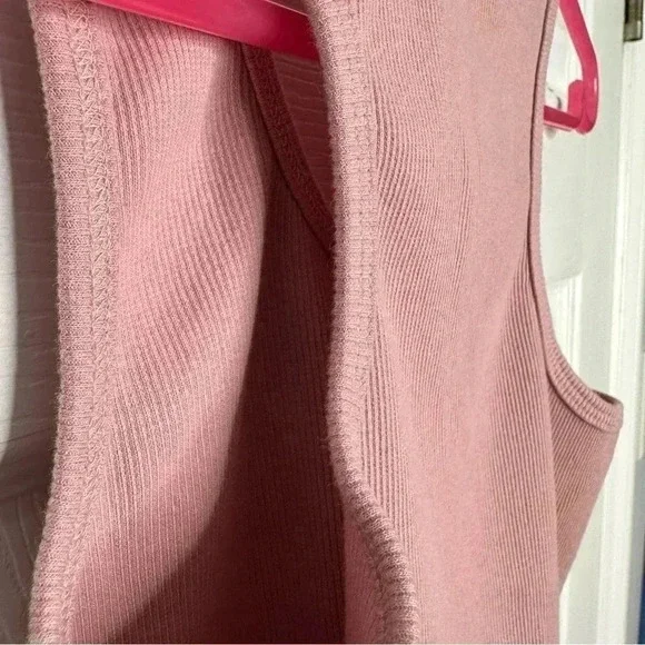 SWS Essentials Tank Top Cropped Ribbed Racerback Pink Size Medium - Picture 13 of 16